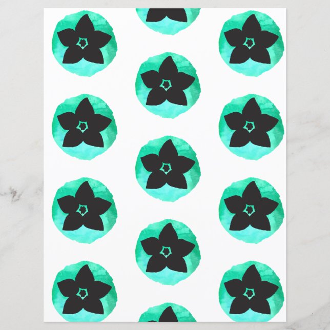 Green Hawaiian Flower Pattern Scrapbook (Voorkant)