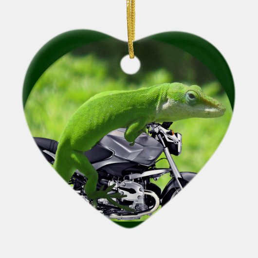 Green Hawaiian Gecko Rider Ornament (Voorkant)