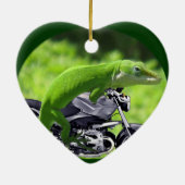 Green Hawaiian Gecko Rider Ornament (Achterkant)