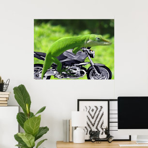 Green Hawaiian Gecko Rider Poster