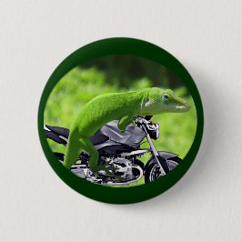 Green Hawaiian Gecko Rider Ronde Button 5,7 Cm