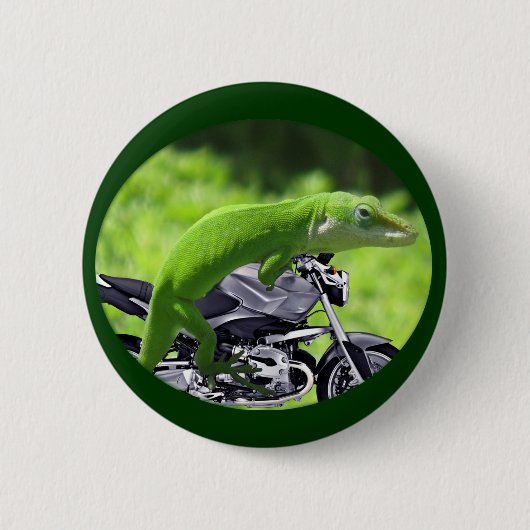Green Hawaiian Gecko Rider Ronde Button 5,7 Cm (Voorkant)