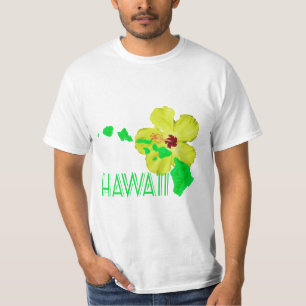 Green Hawaiian Island Hibiscus Flower T-shirt
