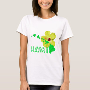 Green Hawaiian Island Hibiscus Flower T-shirt