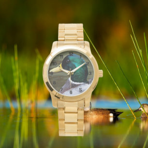 Green Headed Mallard Duck Foto Horloge