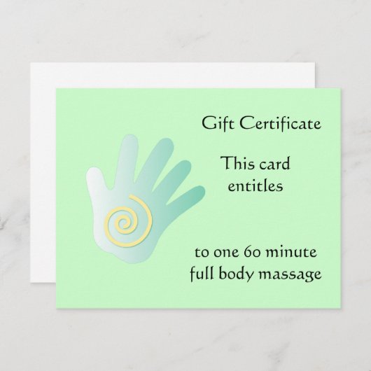 Green Healing Hand Cadeaubon (Voorkant / Achterkant)