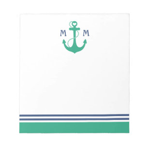 Green Heart Anchor Monogram Notitieblok