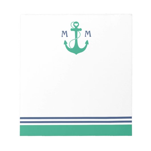 Green Heart Anchor Monogram Notitieblok (Voorkant)