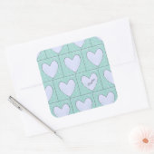 Green Heart Applique Quilt Patroon Vierkante Sticker (Envelop)