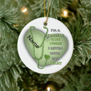 Green Heart Cardiac Care Nurse Keramisch Ornament