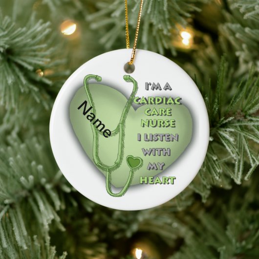 Green Heart Cardiac Care Nurse Keramisch Ornament (Boom)