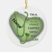 Green Heart Cardiac Care Nurse Keramisch Ornament (Voorkant)