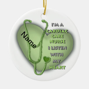 Green Heart Cardiac Care Nurse Keramisch Ornament