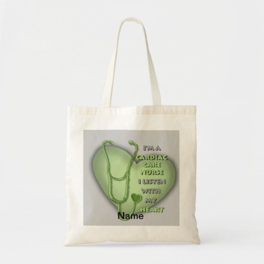 Green Heart Cardiac Care Nurse Tote Bag (Voorkant)