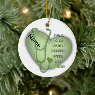Green Heart CNA Nurse ornament