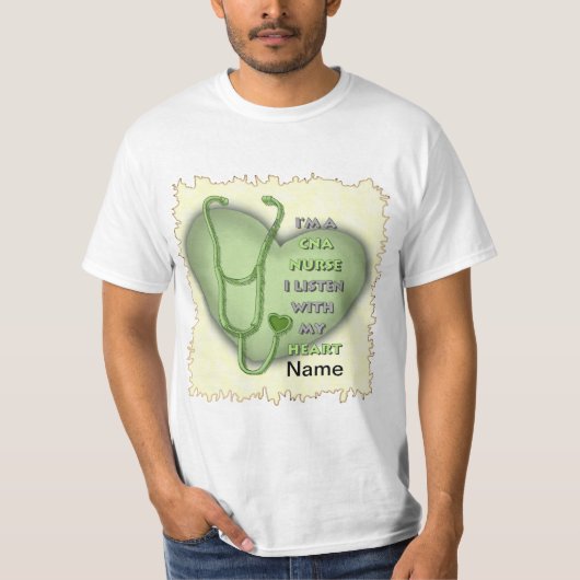 Green Heart CNA Nurse T-shirt (Voorkant)