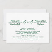 Green Heart Equation Wedding Invite Kaart (Voorkant)