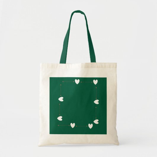 Green Heart Frame Tote Bag – Minimal Love Style (Voorkant)