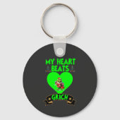 Green Heart Grinch Christmas Love Feestelijke Vaka Sleutelhanger (Voorkant)