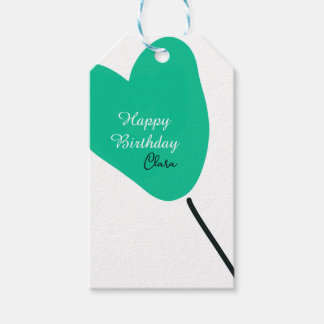 Green heart happy birthday white black balloon kid cadeaulabel