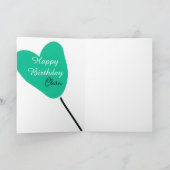 Green heart happy birthday white black balloon kid kaart (Binnen)