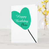 Green heart happy birthday white black balloon kid kaart (Gele Bloem)