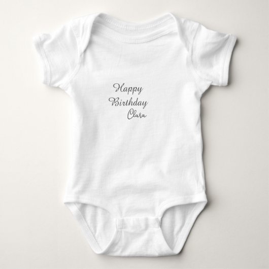 Green heart happy birthday white black balloon kid romper (Voorkant)