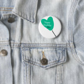 Green heart happy birthday white black balloon kid ronde button 5,7 cm (In situ)