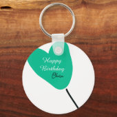 Green heart happy birthday white black balloon kid sleutelhanger (Achterkant)
