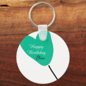 Green heart happy birthday white black balloon kid sleutelhanger (Voorkant)