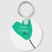 Green heart happy birthday white black balloon kid sleutelhanger (Achterkant)