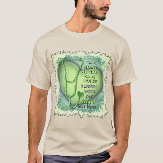 Green Heart Home Gezondheidszorg Verpleegkundige T-shirt (Voorkant)