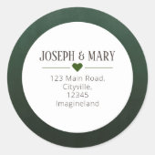 Green Heart-kerstretouradres Ronde Sticker (Voorkant)