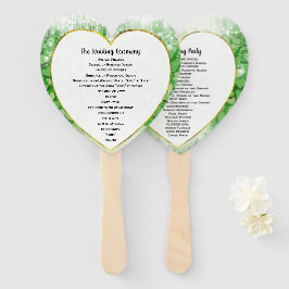 Green Heart Leaf Tree Wedding Program Fan Handwaaier
