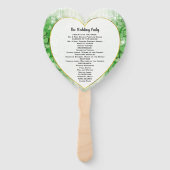 Green Heart Leaf Tree Wedding Program Fan Handwaaier (Achterkant)