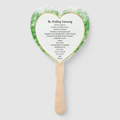 Green Heart Leaf Tree Wedding Program Fan Handwaaier (Voorkant)