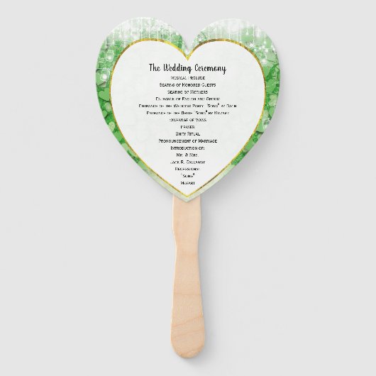 Green Heart Leaf Tree Wedding Program Fan Handwaaier (Voorkant)