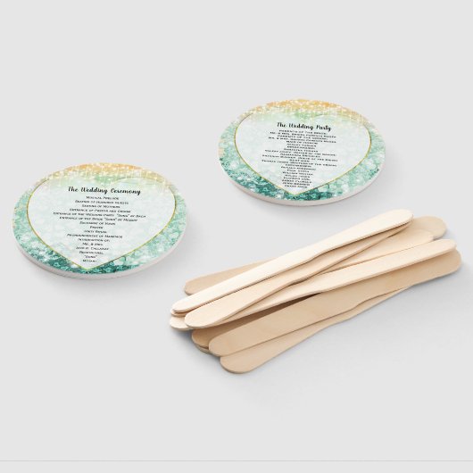 Green Heart Leaf Tree Wedding Program Fan Handwaaier (Niet-gemonteerd)