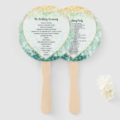 Green Heart Leaf Tree Wedding Program Fan Handwaaier (Voorkant en achterkant)