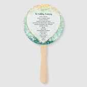 Green Heart Leaf Tree Wedding Program Fan Handwaaier (Voorkant)