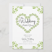 Green Heart Leaves Shabby Chic Greenery Wedding Kaart (Voorkant)