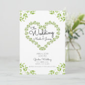 Green Heart Leaves Shabby Chic Greenery Wedding Kaart (Staand voorkant)