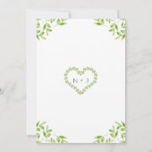 Green Heart Leaves Shabby Chic Greenery Wedding Kaart (Achterkant)