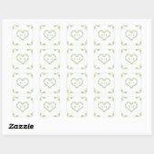 Green Heart Leaves Shabby Chic Greenery Wedding Vierkante Sticker (Vel)