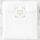 Green Heart Leaves Shabby Chic Greenery Wedding Vierkante Sticker (Tas)