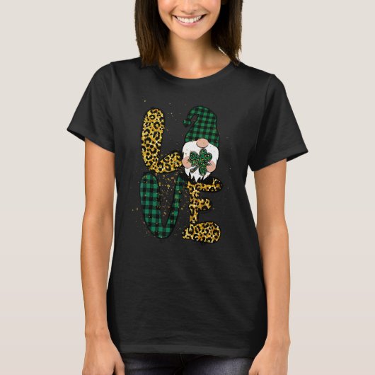 Green Heart Love Shamrock Irish Leprechaun St Patr T-shirt (Voorkant)