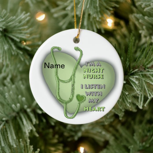 Green Heart Night Nurse Keramisch Ornament (Boom)