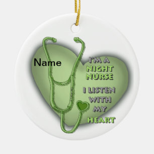 Green Heart Night Nurse Keramisch Ornament