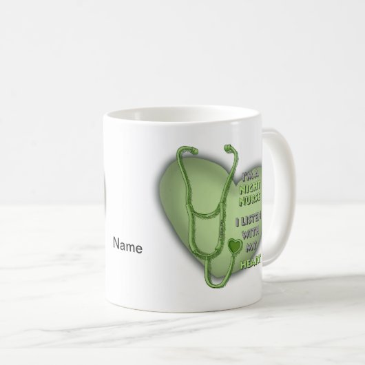 Green Heart Night Nurse Koffiemok (Voorkant rechts)