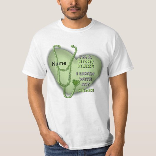 Green Heart Night Nurse T-shirt (Voorkant)